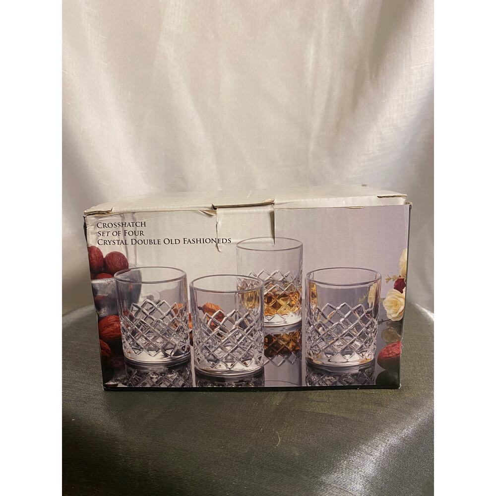 set 3 Shannon Hatch Collection by Godinger Crystal Double Old Fashioned Glasses